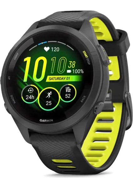 Forerunner 265S Siyah Sarı Silikon Kayış Akıllı Saat