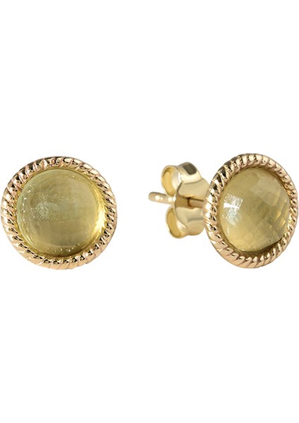 Sweet Phernite Doğal Taş 14 Ayar Altın Kadın Küpe