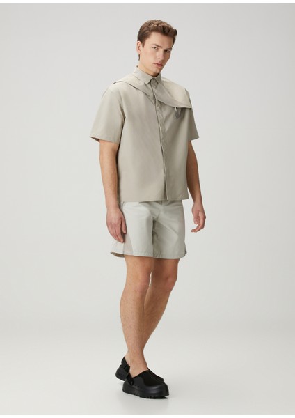 Kırık Beyaz Aksesuar Detaylı Kısa Kollu Gömlek fiyatları