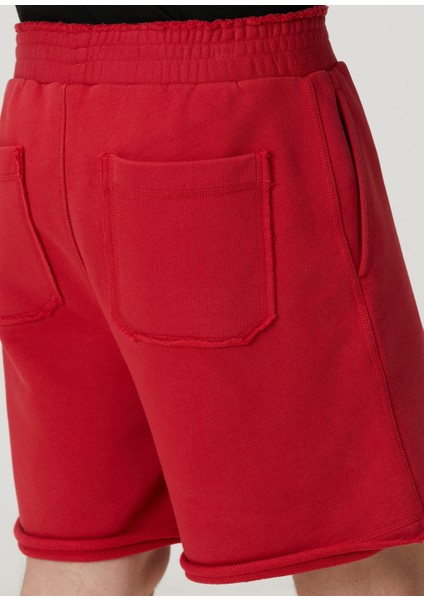 Bordo Logo Baskılı Bermuda fırsatları