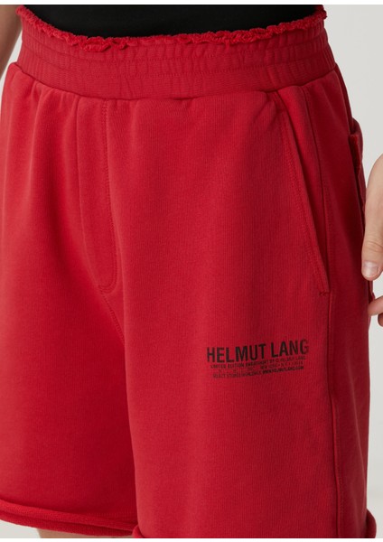 Bordo Logo Baskılı Bermuda indirimleri