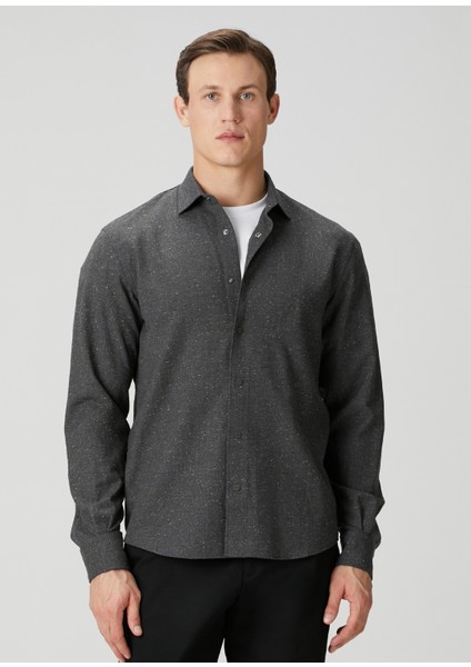Koyu Gri Yün Gömlek