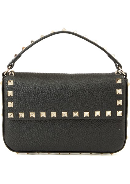 Rockstud Siyah Kadın Deri Çanta
