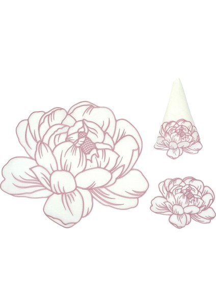 Şakayık Pembe Peçete Amerikan Servis ve Bardak Altlığı 3'lü Set