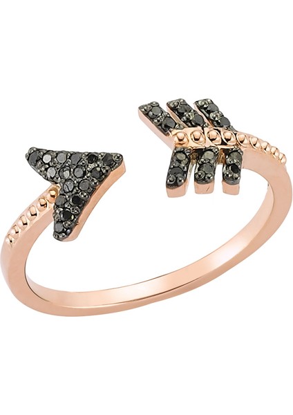 Eros Siyah Pırlanta Kadın Altın Yüzük