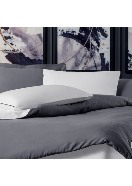 Antrasit Biyeli Gri Beyaz Pamuk Saten Çift Kişilik Nevresim Takımı modelleri