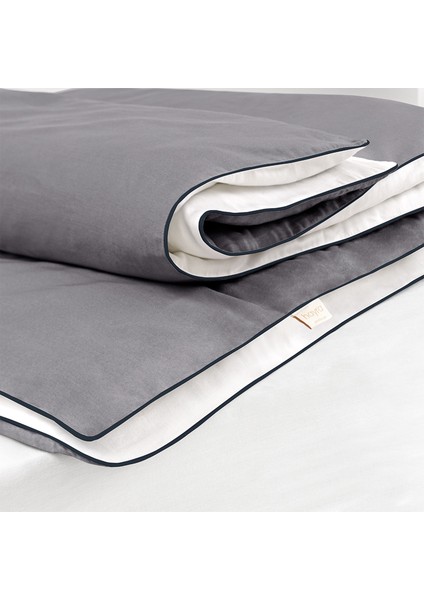 Antrasit Biyeli Gri Beyaz Pamuk Saten Çift Kişilik Nevresim Takımı fırsatları