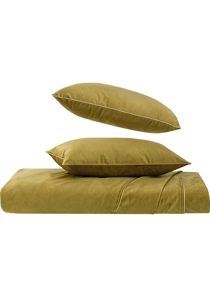 Kadife Zeytin Rengi Yatak Örtüsü