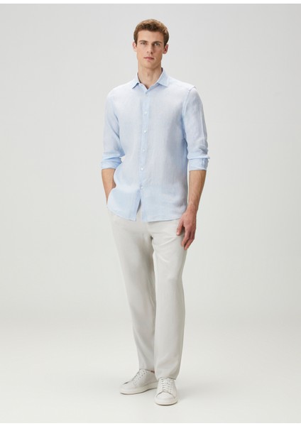 Açık Mavi Keten Gömlek fiyatları