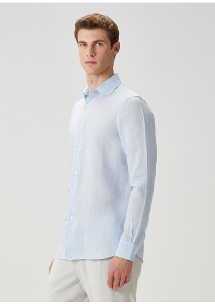 Açık Mavi Keten Gömlek modelleri