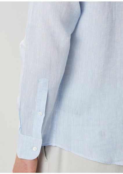 Açık Mavi Keten Gömlek