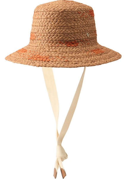 Antonella Turuncu Krem Kadın Rafya Şapka