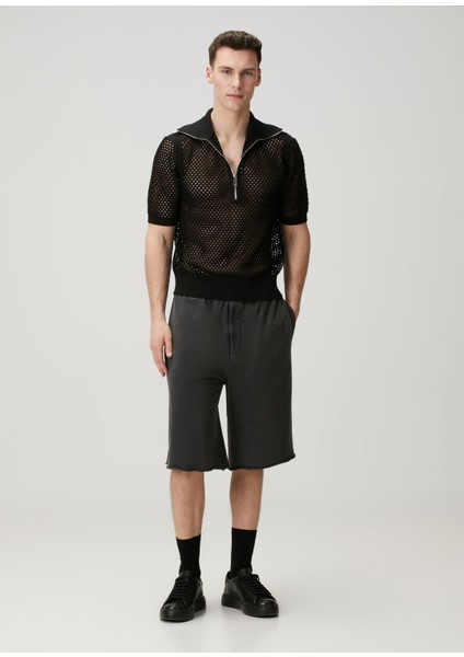 Siyah Polo Yaka File Dokulu T-Shirt fiyatları