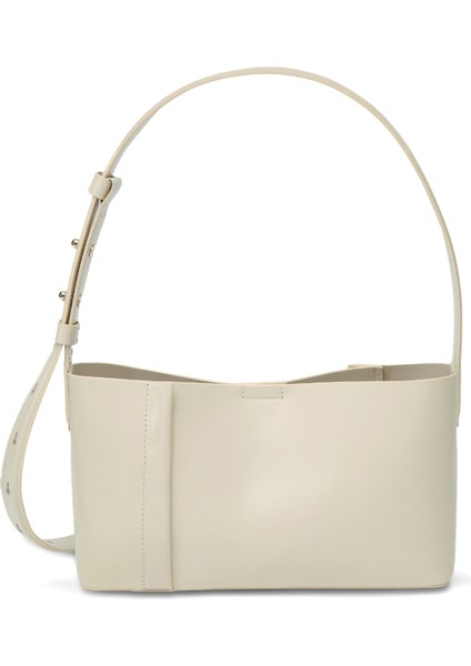 The Small Tote Plissé Krem Deri Kadın Omuz Çantası