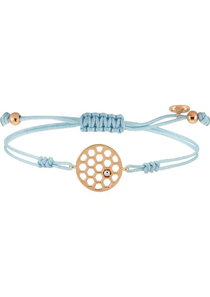Honeycomb Kadın Altın Mavi Ip Bileklik