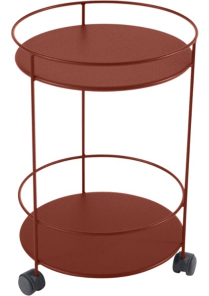 Guinguette Bordo Metal Tekerlekli Bahçe Servis Sehpası
