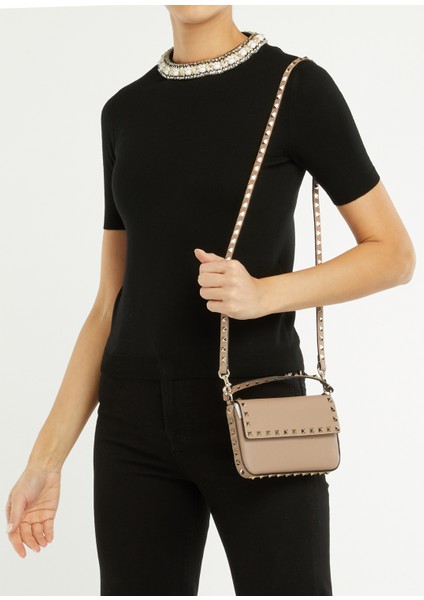 Rockstud Mini Pudra Kadın Deri El Portföyü fiyatları