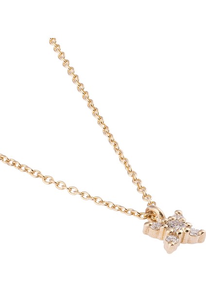 Yıldız Pırlanta Taşlı 14 Ayar Altın Kadın Kolye