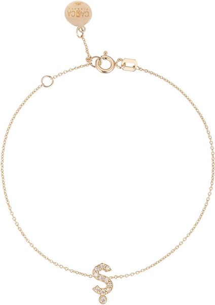 Ş Harfi Pırlanta Taşlı 14 Ayar Altın Kadın Bileklik