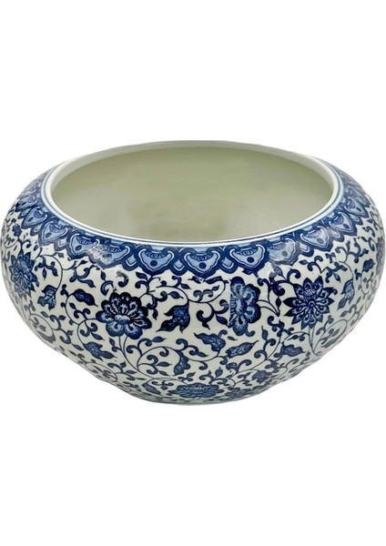 Bleu Blanc Mavi Porselen Dekoratif Kase