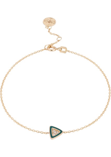 Üçgen Mineli Pırlanta Taşlı 14 Ayar Altın Unisex Bileklik