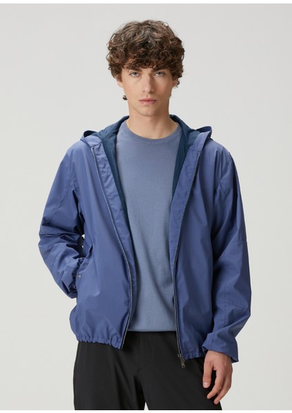 Mavi Kapüşonlu Mont