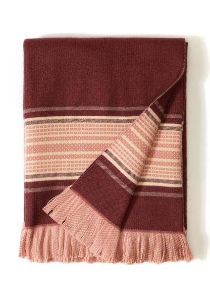 Fringed Çok Renkli Yün Throw
