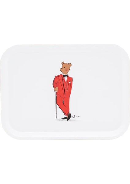 Hal The Bear Oblong Birchwood Beyaz Tepsi