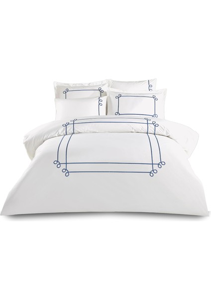 Iseo Beyaz Pamuk Saten Çift Kişilik Nevresim Takımı 200X220 cm