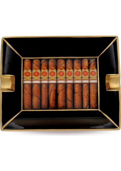 Cigars Siyah Porselen Kül Tablası