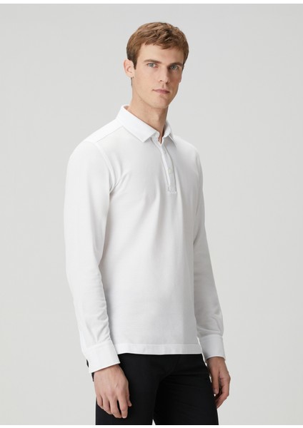 Beyaz Polo Yaka Sweatshirt modelleri