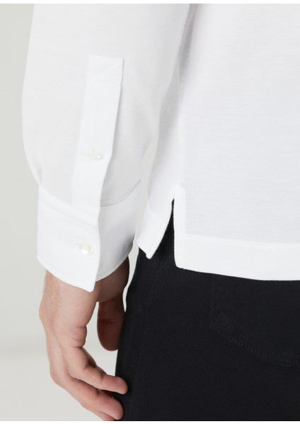 Beyaz Polo Yaka Sweatshirt