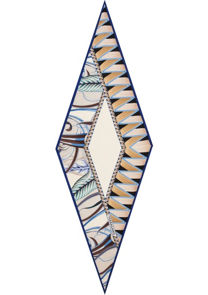 Mavi Beyaz Desenli Kadın Ipek Fular