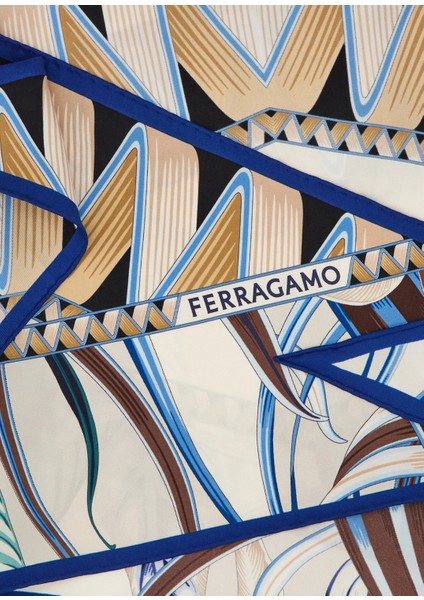 Mavi Beyaz Desenli Kadın Ipek Fular fiyatları