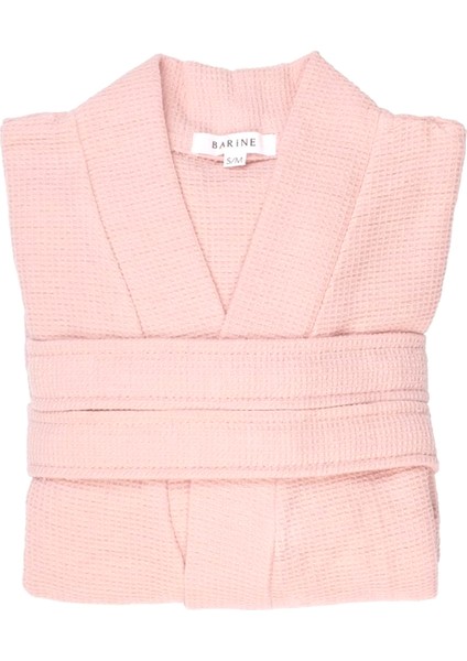 Waffle Pembe %100 Pamuk Kadın Bornoz