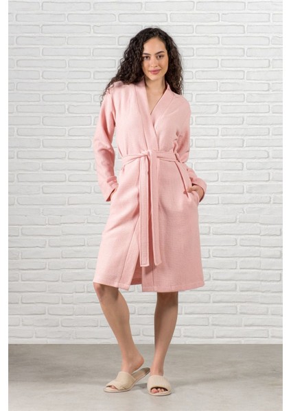 Waffle Pembe %100 Pamuk Kadın Bornoz fiyatları