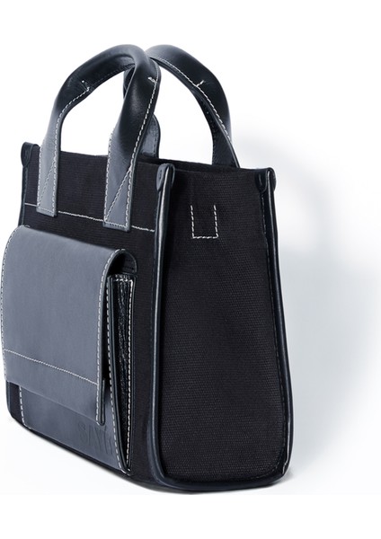 Stitched Pocket Mini Siyah Kadın Omuz Çantası fiyatları