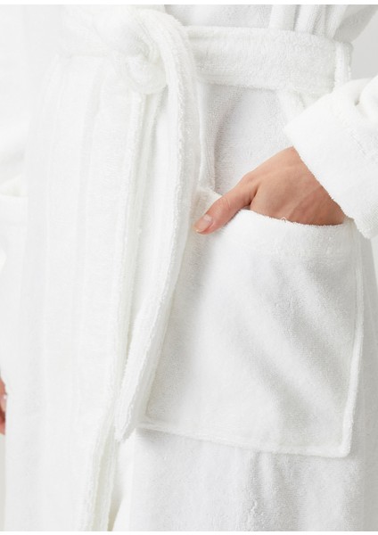 Terry Shawl Collar Beyaz %100 Pamuk Kadın Bornoz fiyatları