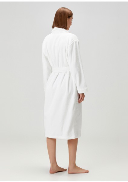 Terry Shawl Collar Beyaz %100 Pamuk Kadın Bornoz fırsatları