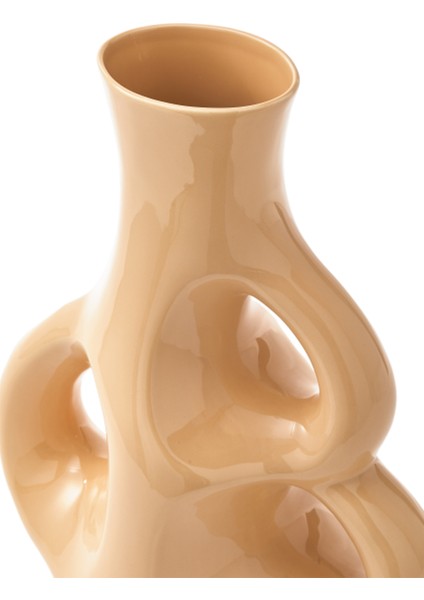 Three Ears M Bej Seramik Vazo