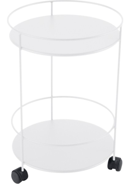 Guinguette Beyaz Metal Tekerlekli Bahçe Servis Sehpası