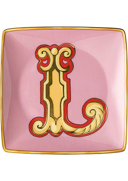 Alphabet Porselen L Harfli Dekoratif Tabak 12 cm