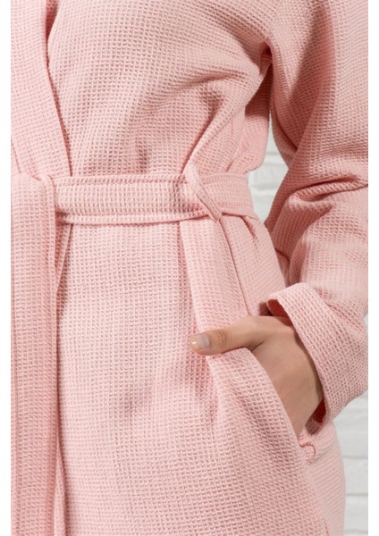 Waffle Pembe %100 Pamuk Kadın Bornoz fırsatları