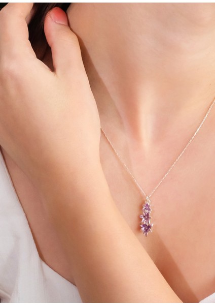 Üç Sümbül 925 Ayar Gümüş Kadın Kolye modelleri