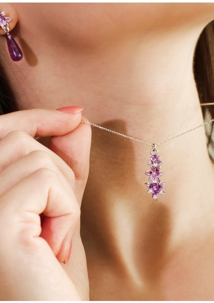 Üç Sümbül 925 Ayar Gümüş Kadın Kolye fırsatları