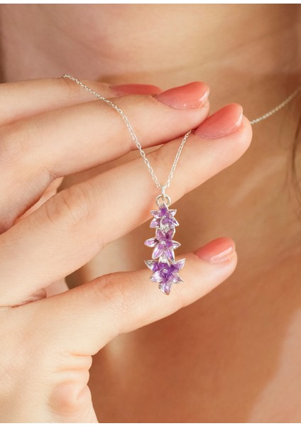 Üç Sümbül 925 Ayar Gümüş Kadın Kolye indirimleri