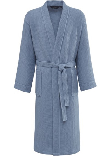 Soft Pike Mavi Pamuklu Unisex Bornoz