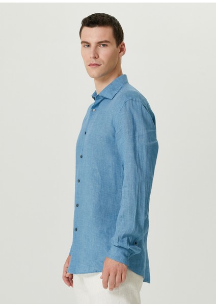 Mavi Keten Gömlek modelleri