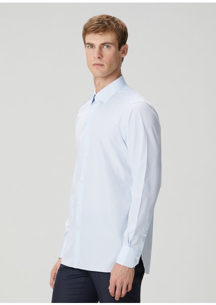 Mavi Çizgi Desenli Gömlek modelleri