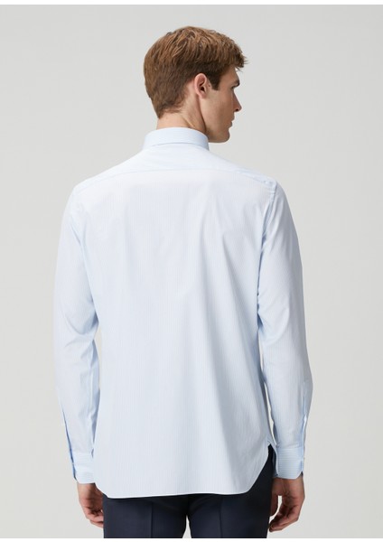 Mavi Çizgi Desenli Gömlek fırsatları